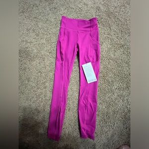 Pink Lululemon leggings Invigorate high rise tight 25 length size 2